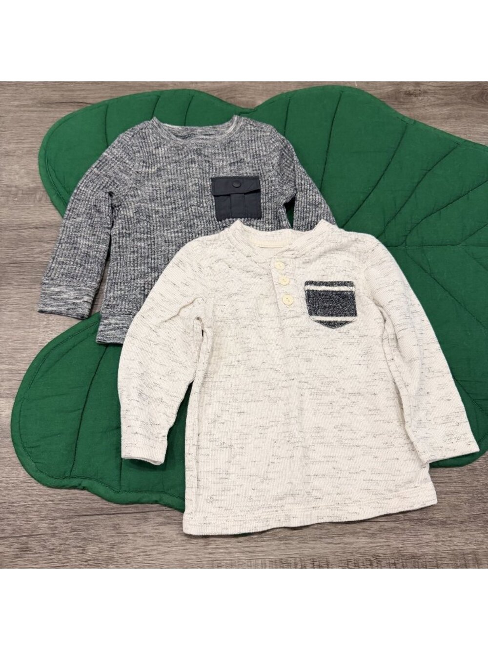 Knit Long Sleeve Bundle Toddler Boys 18M Gray Cream Pocket Lot
